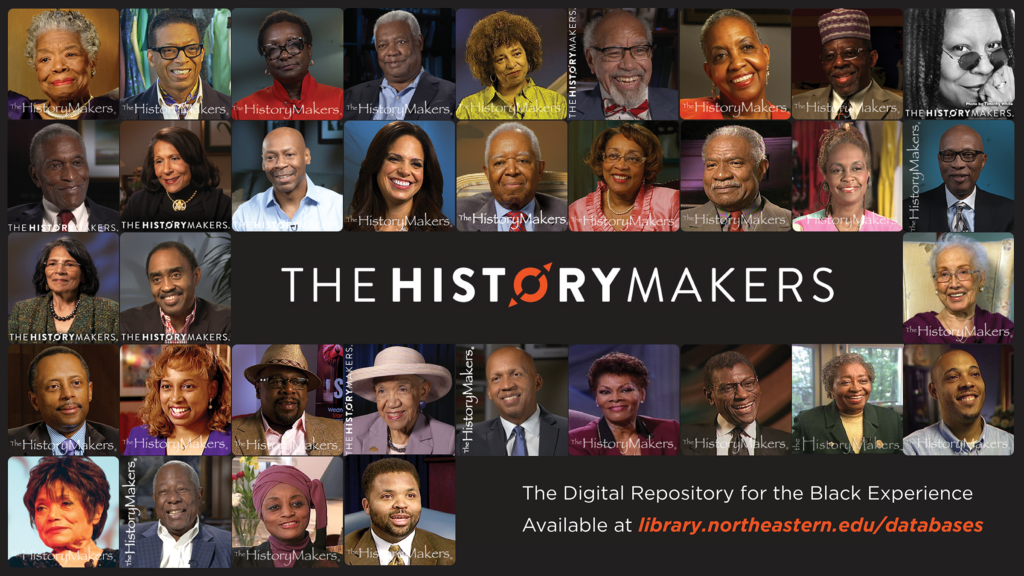 A collage of notable African Americans surrounding the HistoryMakers logo